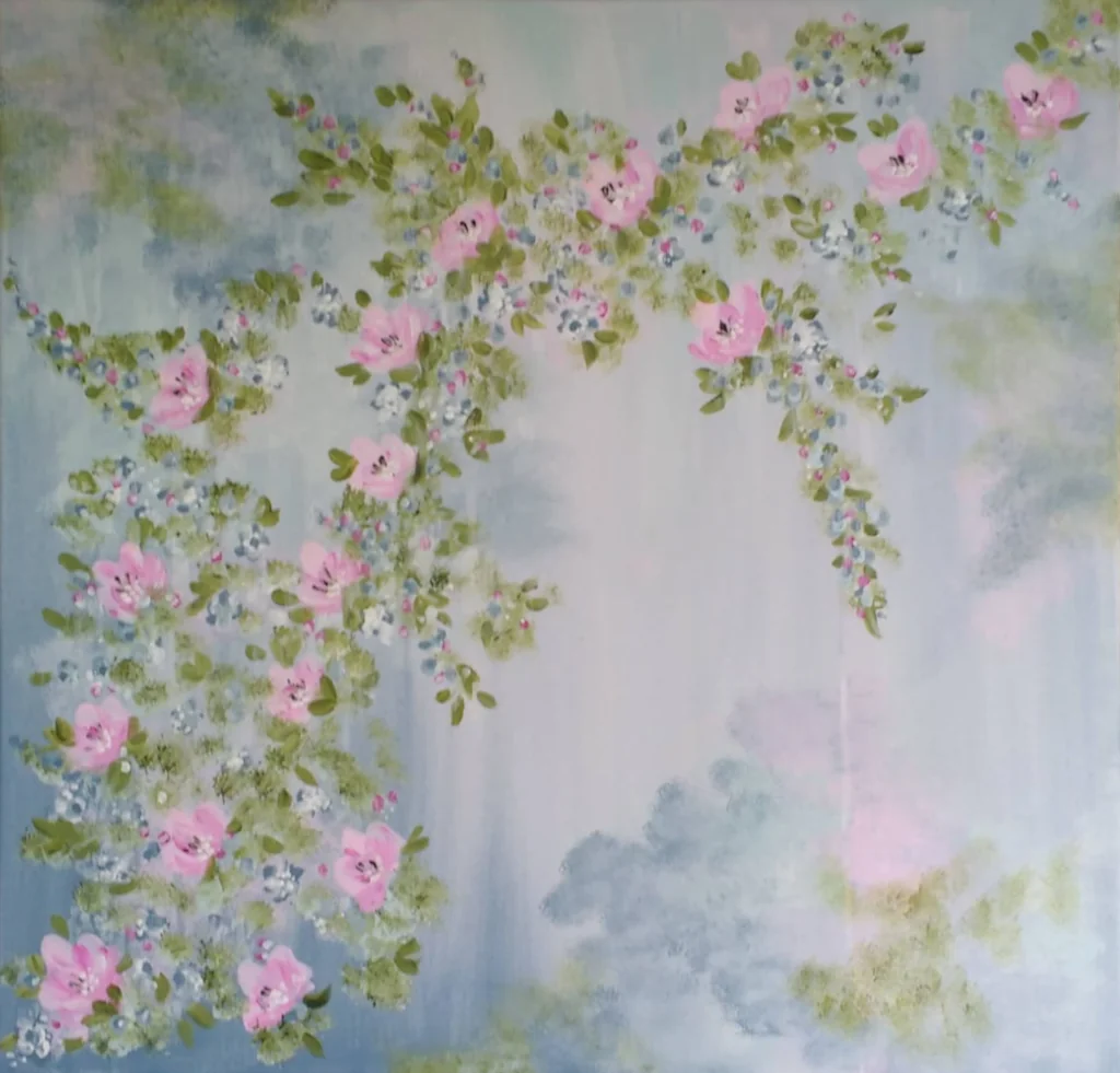 Painting of pink flowers