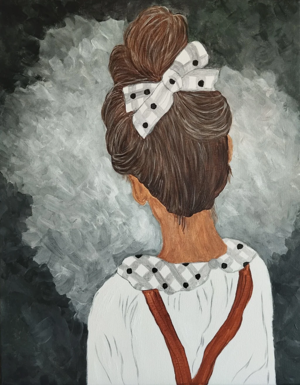 Painting of a girl with a ribbon in the hair